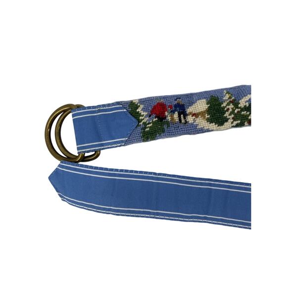 L.L. Bean Needlepoint Alpine Winter D-Ring Belt Sz L-XL Wool main image 7